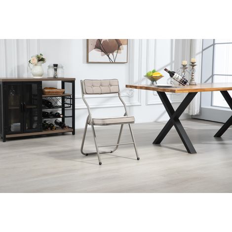 Chaises de salle à manger pliantes rembourrées, lot de 2, dossier et assise en velours, kaki DESVIAE (1/5)