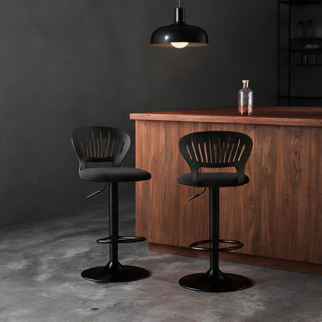 Tabouret de bar negro en lino Sintético métal 43 x 40,5 x 105 cm (1/5)