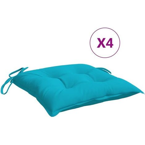 Coussins de chaise, lot de 4, turquoise, 40x40x7 cm, tissu. (1/5)