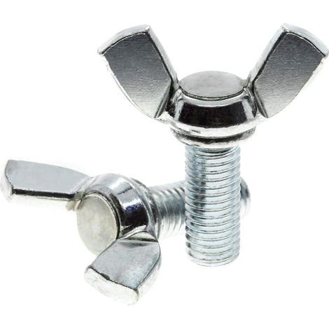 5er-Pack M8 Flügelmuttern – Verzinkter Stahl – 60 mm Vollgewinde – Werkzeuglose manuelle Befestigung – Für leichte Montagearbeiten und Heimwerkerprojekte – 8 x 60 mm (1/2)