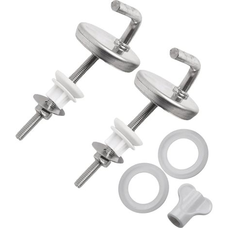(A) 2 charnières de siège de toilette avec bouton réglable, compatibles avec rondelles de charnière et charnières en acier inoxydable. Convient pour les parties de siège de toilette. (1/5)