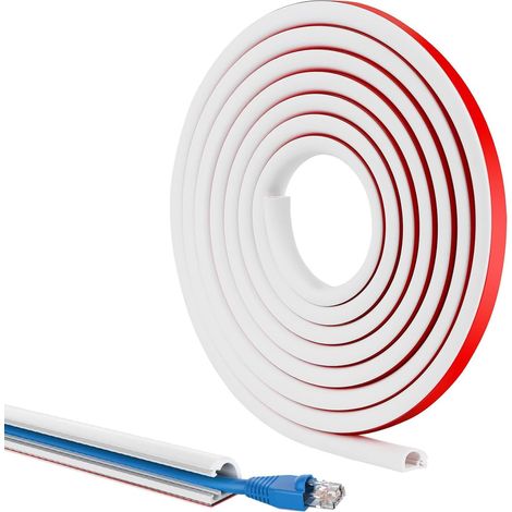3 Mètres Goulottes Autocollante Mini Goulotte de Câbles Flexible en PVC Canal de Câble Monofilaire Cache-Câble Goulotte Décorative en Demi-Cercle, Cacher et Protéger Les Câbles Facilement (1/5)