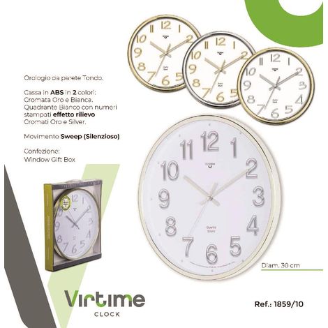 1 Pezzo Orologio da Parete Numeri Oro o Argento 30 cm 4 Colori (1/2)