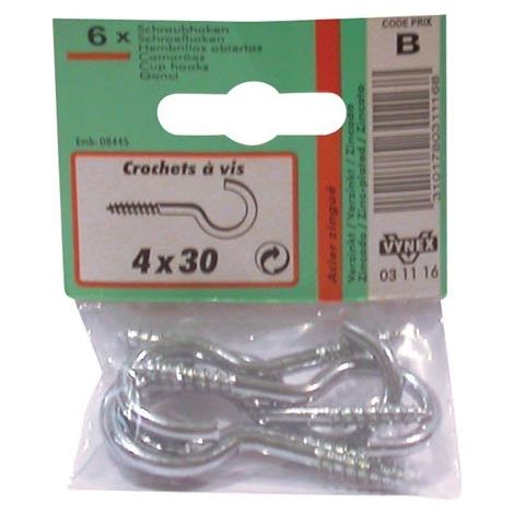 Gancho galvanizado Vynex 4x30 mm 6 piezas (1/2)