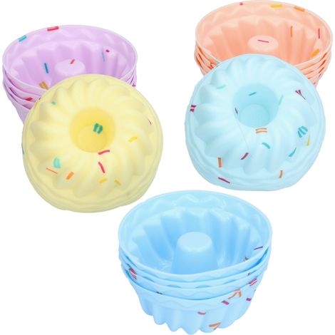 Lot de 20 moules à cupcakes en silicone, blanc, pour puddings et gelées, set cannelé de pâtisserie (1/5)