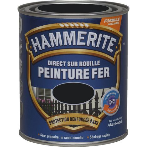Peinture Direct Sur Rouille Laqué Noir 0,75 L - Hammerite