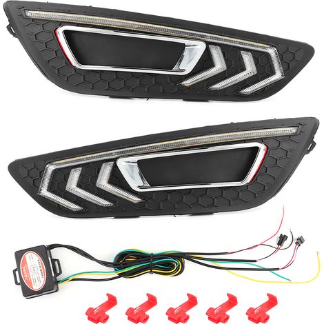 Feu de jour LED DRL pour voiture, 2 couleurs, lampe lumineuse adaptée à la Ford Focus MK3 2015 – 2018 (1/5)