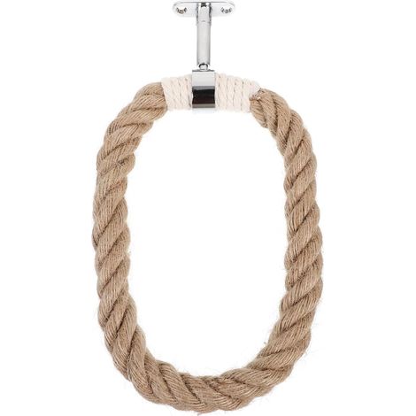 Bohemian Wooden Wall Towel Holder and Rope Towel Ring for Bathroom and Kitchen Hanging Towel Holder, Small Space-Saving Wall Decoration, 6.30 x 6.30 x 0.39 Inches (1/5)