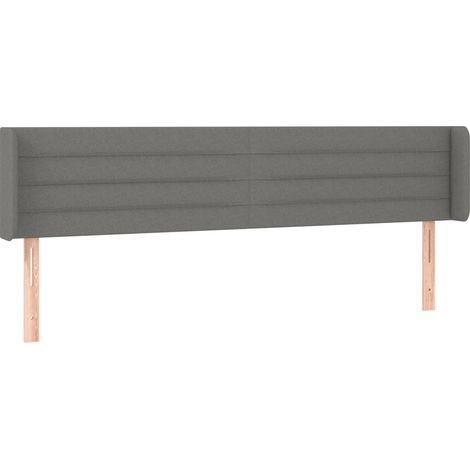 Testiera accessorio letto mobile camera da letto con bordo laterale 183 x 16 x 78/88 cm tessuto grigio scuro TDL0204966