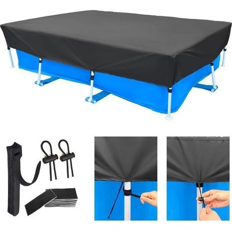 Housse rectangulaire étanche et anti-poussière pour piscines gonflables extérieures – Dimensions : 261 × 172 cm (8 pi × 5 pi), compatible avec piscines carrées et rectangulaires (1/5)