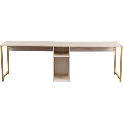 Schreibtisch "Twin Study Desk" – 240 x 60 x 74 cm – Travertin Gold