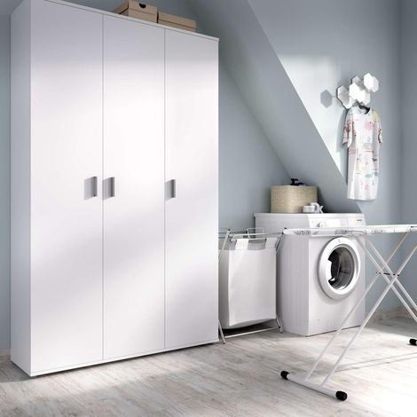 Armario multiusos Luna en acabado blanco 3 puertas 116 cm(ancho) 190 cm(altura) 35 cm(fondo) (1/5)