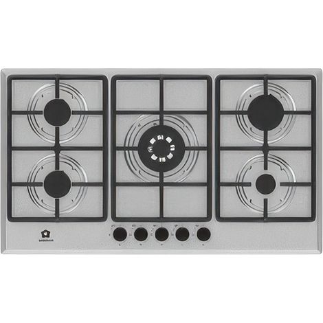 Table de Cuisson Gaz Encastrable Staylux 90 cm 5 Feux Inox Grille Fonte