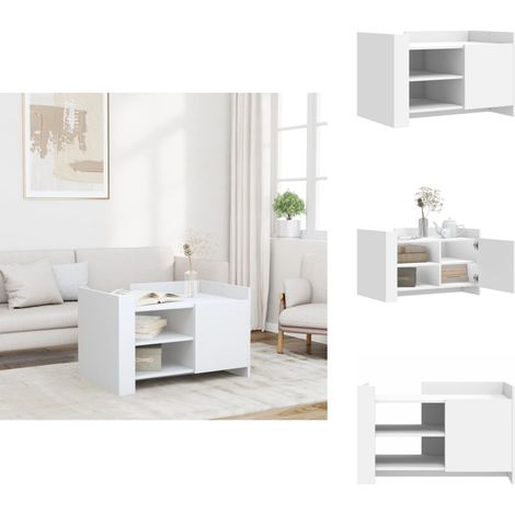Table basse blanc 80x50x50 cm bois d'ingénierie - Table Basse Blanche - Meuble TV - Table D'appoint - Table Design - Mobilier Salon (1/5)