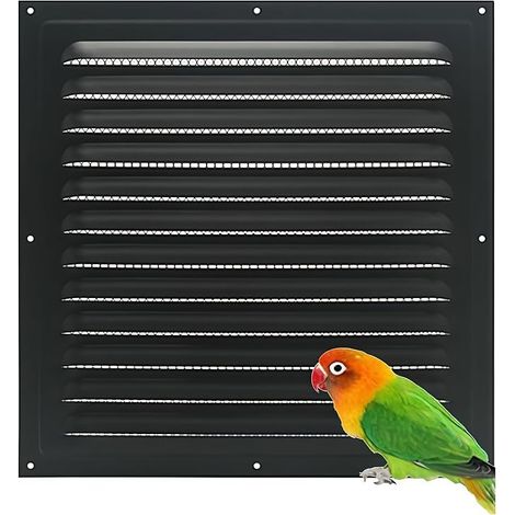 Square Metal Air Vent Grille with Built-In Screen for Outdoor Door, Home, Attic, Garage, Ceiling, Black, 30 x 30 cm (1/4)