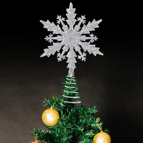 Weihnachtsbaumstern – Baumschmuck – Schmückt den Weihnachtsbaum – Superglänzend – 14 x 22,9 cm – Silberfarben (1/5)