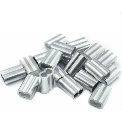 20x Manchons à sertir en aluminium avec double embouts 4.0 mm Ferrules en aluminium, clip à sertir, manchons de presse, manchons à sertir, connecteurs pour câbles métalliques (1/5)