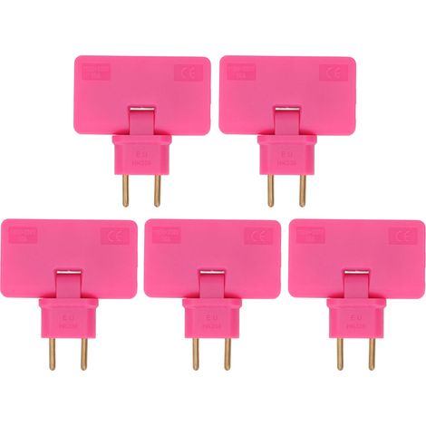 5 Pièces Adaptateur Prise EU sans Fil 180° 1 vers 3 Multiprise Secteur 110-250V Rouge Rosé (1/5)