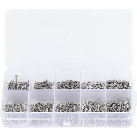 Assortiment de boulons à douille hexagonale fraisée en acier inoxydable 600 pièces (1/5)