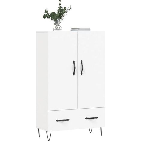 Buffet de Cuisine Blanc 69,5x31x115 cm - Meuble Rangement Haut en Bois d'Ingénierie avec Étagères, Idéal pour Salon et Salle à Manger (1/5)