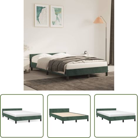 The Living Store Bettgestell ohne Matratze Dunkelgrün 120x190 cm Samt - Samtsofa - Bettesystem - Doppelbett - Boxspringbetten - Lattenrost