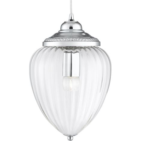 Searchlight Pineapple - Paralume in vetro rigato cromato a 1 luce, E27 (1/4)