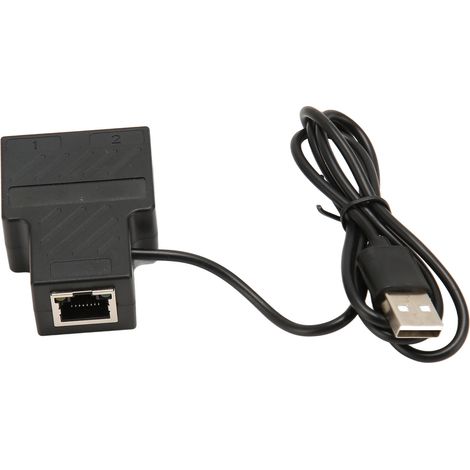 Répartiteur Ethernet 100 Mbps RJ45 1 vers 2, adaptateur répartiteur Ethernet haut débit avec câble d'alimentation USB