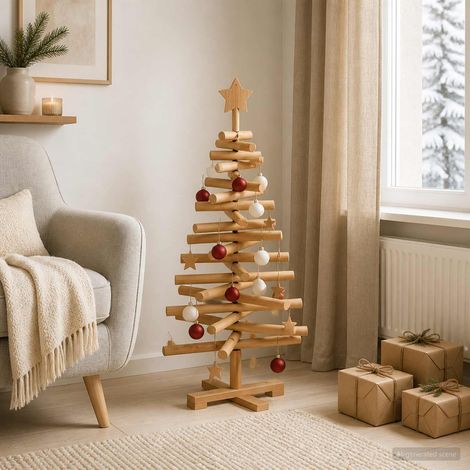 vidaXL Árbol de Navidad de madera KOTKA 90 cm Madera de Pino Maciza (1/5)