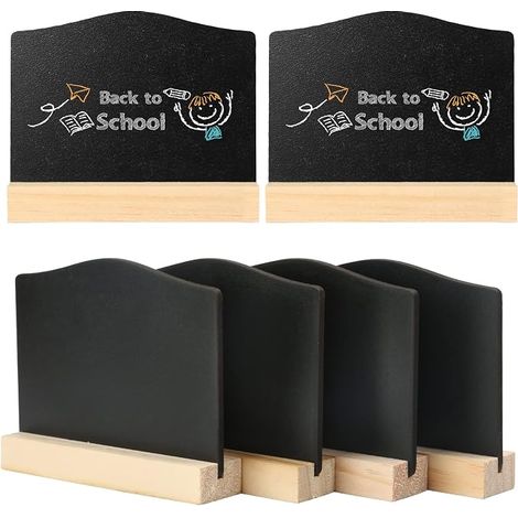 6 Petite Ardoise, Mini Panneau d'Affichage avec Support en Bois, Mini Tableau Noir Tableau Noir Table, Effacable Signes pour Buffet, Mariage, Boulangerie, Fête, Restaurant, Bar 10x7.2cm (1/5)