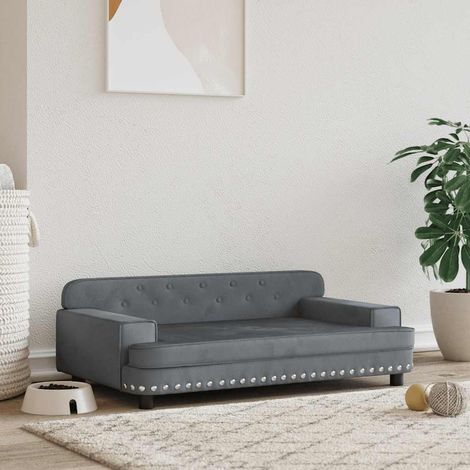 vidaXL Lettino per Cani Grigio Scuro 90x53x30 cm in Velluto