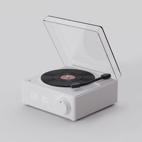 Enceinte Bluetooth style tourne-disque vinyle vintage, style phonographe rétro, jaune, look mignon, cadeau pour filles, basses puissantes, volume sonore élevé (1/5)