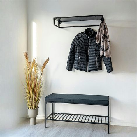 Banc d'entrée noir avec rangement chaussures VARDE (1/5)