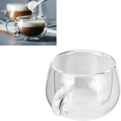 Tasse à café en verre transparent 150ml avec anse, idéale pour la maison, cuisine et anniversaire.