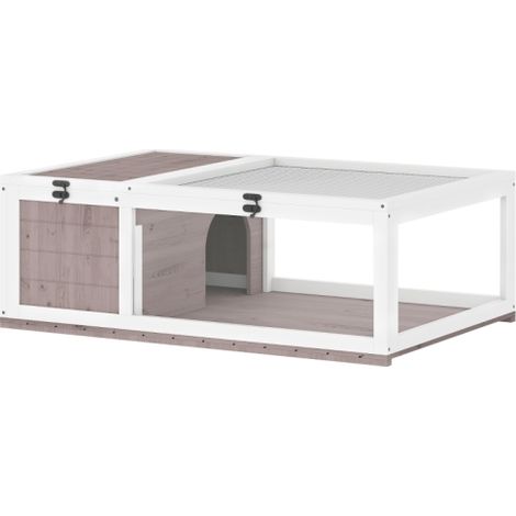 Maison pour Tortue en Bois avec Enclos, Toit Amovible, 91x60.5x32 cm, Marron (1/5)