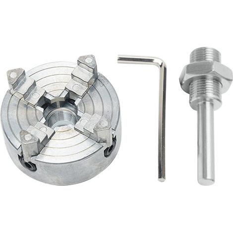 Mandrin à 4 mors Z011A en alliage de zinc, diamètre extérieur 12-65 mm, intérieur 1,8-56 mm, filetage M12x1, avec clé en L et tige de connexion, pour perceuse et tour