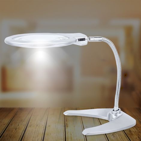 Loupe de bureau 2,5X 5X 130 mm avec 2 LED lumineuses (1/4)