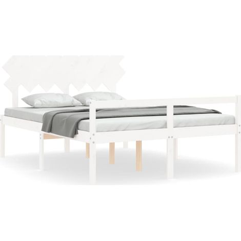 Maison Exclusive - Seniorenbett mit Kopfteil 140x200 cm Weiß Mass