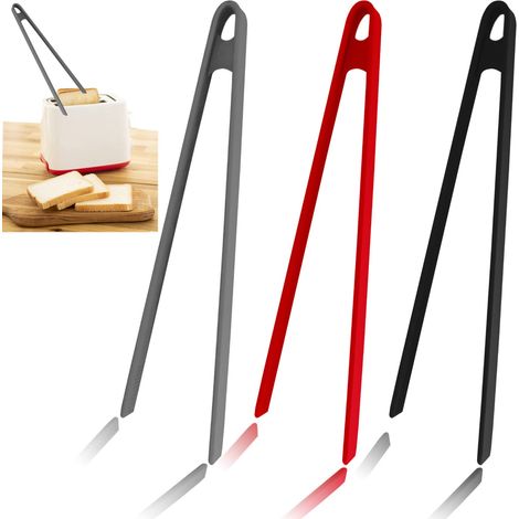 Lot de 3 pinces en silicone — Pinces de cuisine de 11,8 pouces pour la cuisson et le barbecue (Design antidérapant) (1/5)