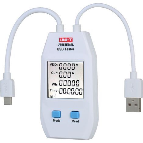 USB-Leistungsmesser mit LCD-Display, USB-Tester, Voltmeter, Amperemeter, digitaler Kapazitätstester (UT658A), Dual-Port (1/5)