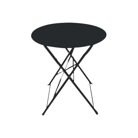 Chalet & Jardin – Table ronde d'extérieur pliante Bistro en acier époxy – Ø60cm – 4 places – Noir – Pour terrasses et balcons – Léger et facile à ranger (1/4)