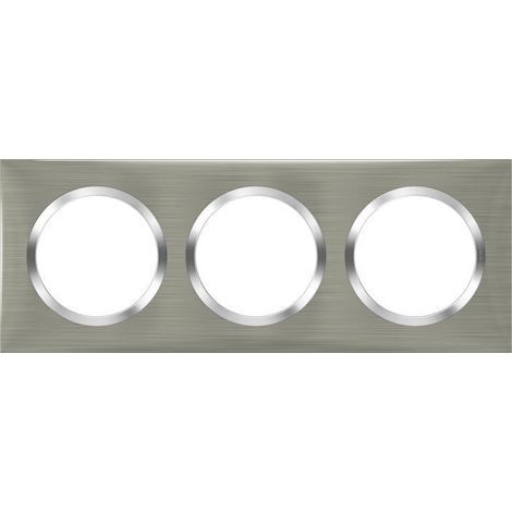 Plaque Legrand Dooxie 3 postes carré inox – Fixation à clipser – Résistance aux chocs IK04 – Classe de protection IP20
