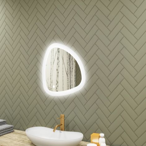 Artforma Miroir de salle de bain avec éclairage, 54x54, Interrupteur tactile, LED Dual, Miroir Irrégulier (1/5)