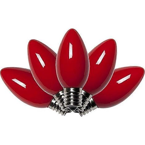 Ampoules de Noël C9 rouges en céramique, lot de 4, incandescentes pour extérieur. (1/5)