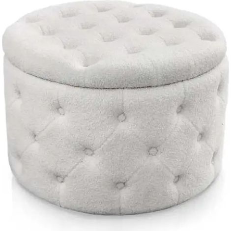 Teddy pouf mit Stauraum weiß Ø60x43