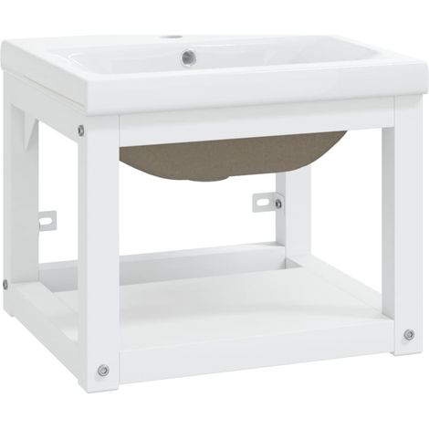 Maison Exclusive - Telaio per Lavabo da Bagno con Lavabo Integrato Bianco in Ferro