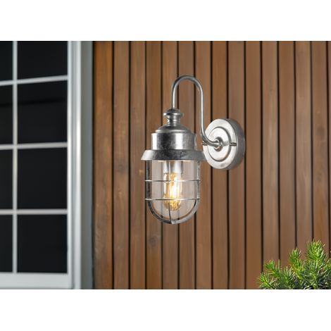 Robuste LED Außenwandleuchte aus feuerzinktem Stahl Höhe 21,5cm (1/5)