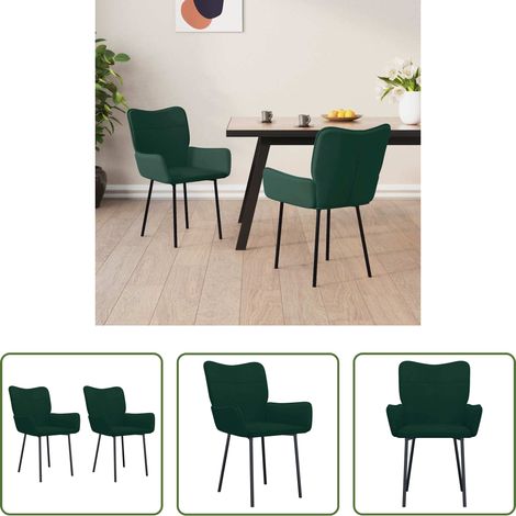 vidaXL Sillas de comedor 2 unidades terciopelo verde oscuro (1/5)