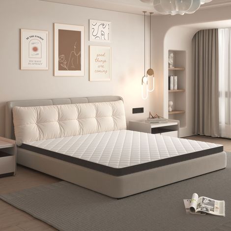 Matelas 90x200cm Ergonomie 7 zones Mousse Fermeté Blanc et gris (1/5)