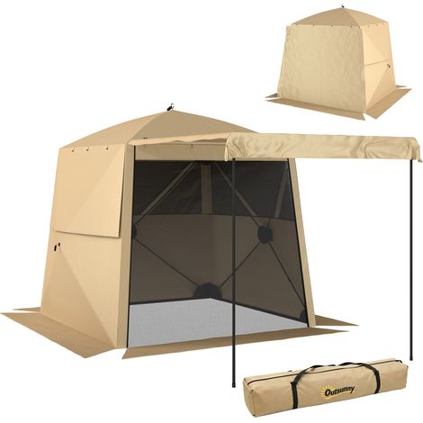 Outsunny Pop Up Gazebo Waterproof with Awning 2 x 2 m Khaki
