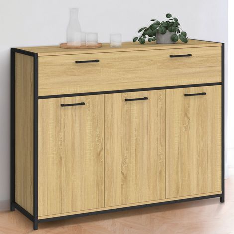 DETROIT Aparador de 100 cm con 3 puertas y 1 cajón, diseño industrial
